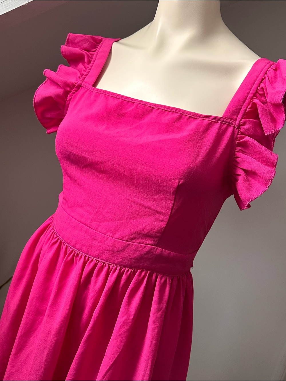 Open-Back Ruffle Sundress in Hot Pink - Picture 5 of 8
